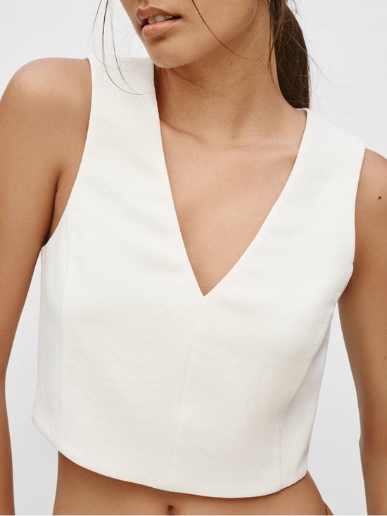 Wilfred Tops - Aritzia Dauphine Top Cropped V-Neck Off White